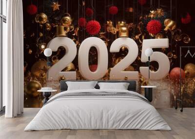 2025 year the celebrate the new year with red balloon Wall mural