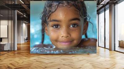 A happy young girl, with a content expression, learning about safety on World Drowning Prevention Day Wall mural