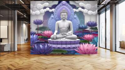 buddha statue in lotus position Wall mural