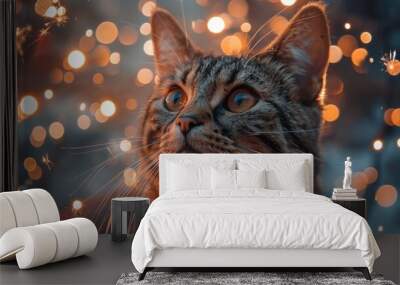 cat on black Wall mural