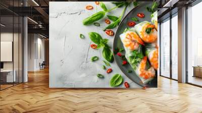 Vibrant grilled vegetables adorn fresh salad on a plate Wall mural