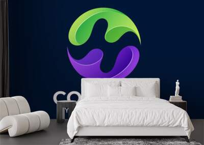 Abstract logo, circle nature leaf shape modern logo Wall mural