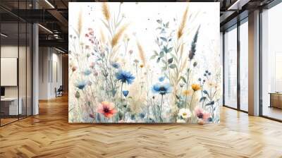 watercolor wildflowers Wall mural