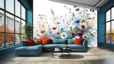 watercolor wildflowers Wall mural