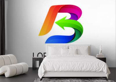  B logo, Letter b logo and arrow with colorful design template Wall mural