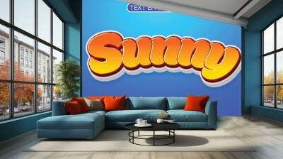 3d text effect sunny vector editable Wall mural