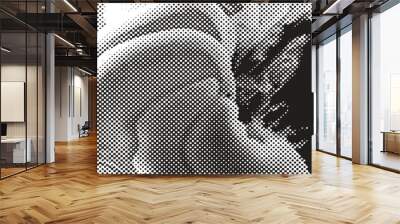 Abstract halftone wave dotted background. Halftone twisted grunge pattern, dot, circle. Vector modern optical halftone pop art texture for poster, business card, cover, label mock-up, sticker layout Wall mural