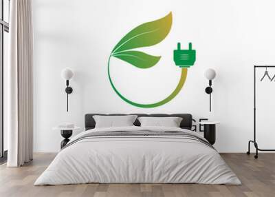 Eco Charge green energy logo design template vector Wall mural