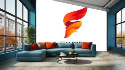 Fox logo, F logo with animal design template, Letter F icon  Wall mural