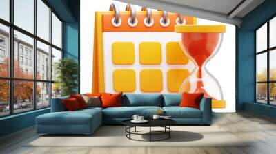 HOURGLASS AND CALENDAR 3D ICON ILLUSTRATION Wall mural