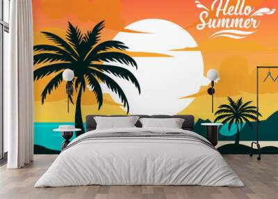 illustration summer background vector free Wall mural