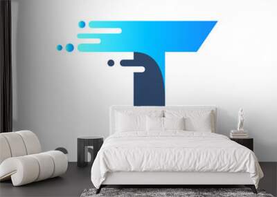 Letter t logo design simple concept fast design modern background with Wall mural