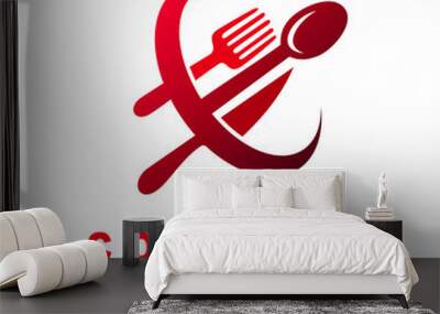 logo letter c , letter c, spoon, fork, and knife, logo design template  Wall mural