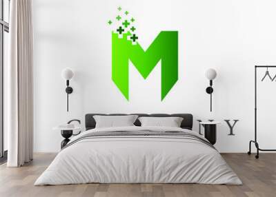 logo letter m, medical logo with initials m + icon of traditional medicine Wall mural