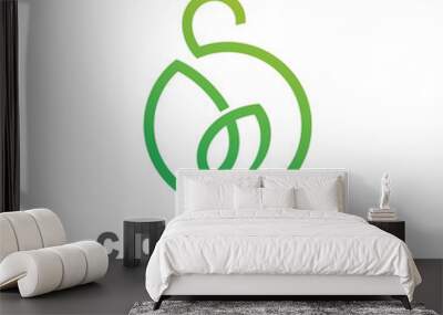 Logo letter s ,logo s with the appearance of lines and leaves Wall mural