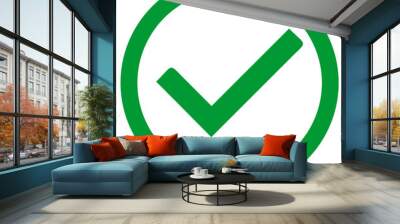 Green Check Mark with Round Outline
 Wall mural