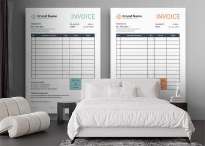 two color invoice template Wall mural