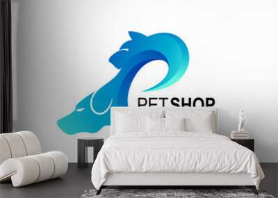 P logo and animal icon, Pet logo design  Wall mural