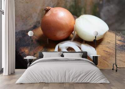 Photo of sliced ​​onions, onions are one of the spices that make dishes delicious Wall mural