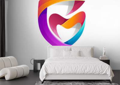 Shield logo vector image, C and M logo combination Wall mural