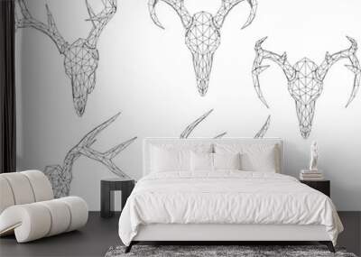 sketch vector illustration of deer antler head wall decoration Wall mural