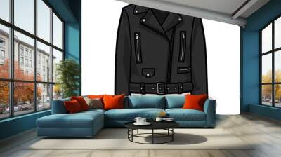 Vector illustration of leather jacket lineart isolated on white background, signs and symbol Wall mural