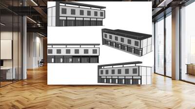 Vector illustration sketch of modern minimalist industrial shophouse design Wall mural