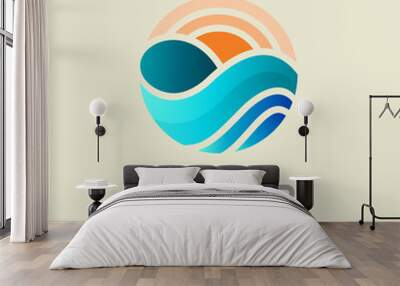 wave logo and holiday icon template Wall mural