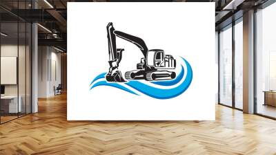 Back hoe and wave logo Wall mural