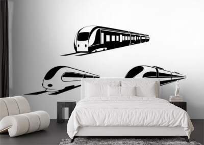 Train simple modern set vector Wall mural