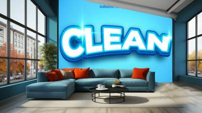 Clean text effect - 3d editable text effect style. Wall mural