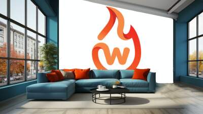 W fire letter logo design Wall mural