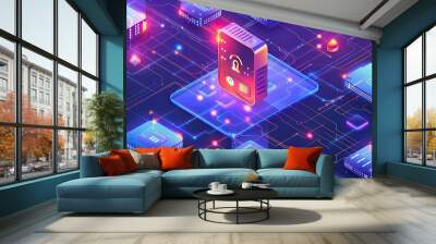 secure server infrastructure and data protection measures Wall mural