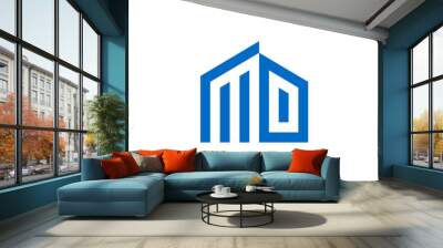 Creative abstract Letter MO with real estate Logo vector  Wall mural