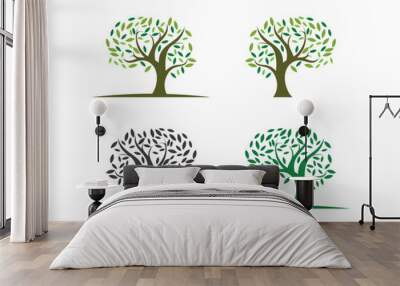 vector tree silhouette logo symbol template  Wall mural