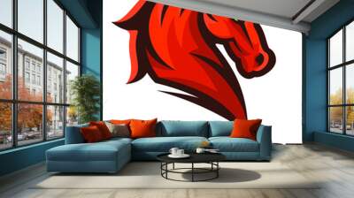 horse head character mascot logo Wall mural