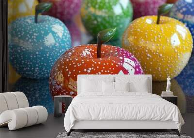 Colorful Apples with Unique Textures and Patterns Wall mural