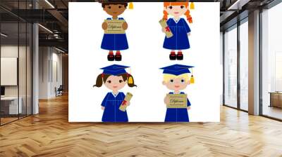 Children with diploma Wall mural