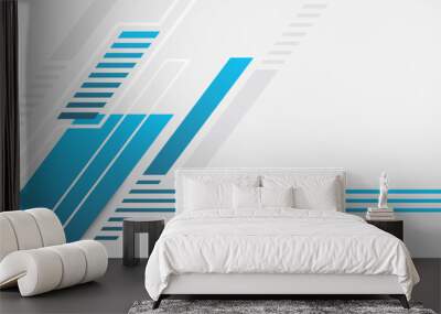 White abstract modern background with white and blue lines and shadows. White royal modern banner with light blue gradient lines. Wall mural