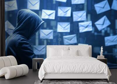 hacker  attack cyber crime email phising illustration Wall mural