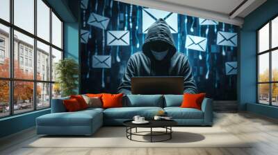 hacker  attack cyber crime email phising illustration Wall mural