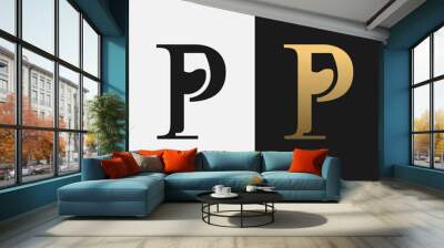 Letter Initial P Wine Glass Logo Design Template. Suitable for Bar Restaurant Cafe Winery Vineyard Pub Club Business Brand Company Logo Design. Wall mural