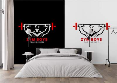 Gym logo icon, boy’s body finesse center, gym logo concept idea professional bodybuilding center, ladies & boy  Wall mural