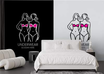 Underwear, ladies underwear, woman body style icon beauty girl woman bikini sexy element Wall mural