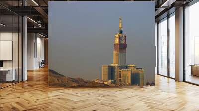 Mecca Clock Tower. Skyline with Abraj Al Bait. Saudi Arabia Wall mural