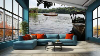 Nile river - Uganda. A small boat on the Nile. Wall mural