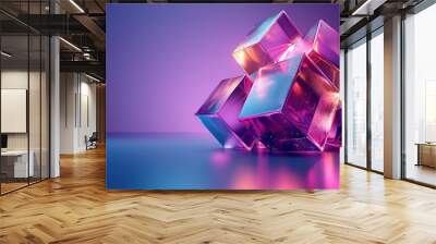 Abstract 3d square shape futuristic object Wall mural