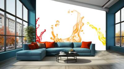 set of three full color juice splashes, hand drawn Wall mural