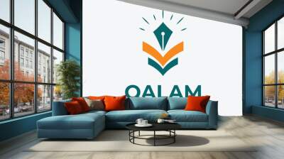 islamic logo with sun pen and book shape icon, qalam logo illustration design. Wall mural