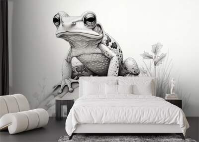 Hand Drawn Pencil Sketch of a Frog Wall mural